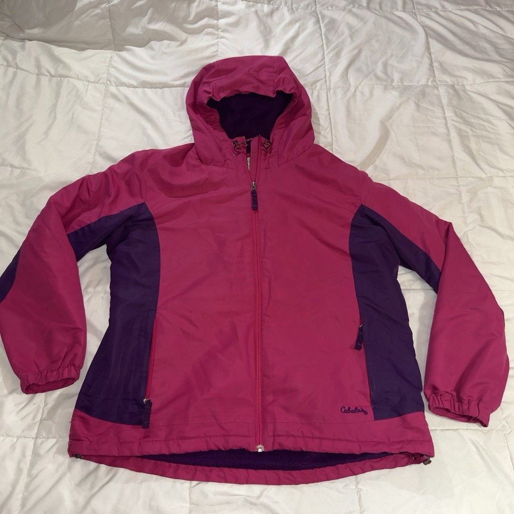 Cabelas Women's Pink Jacket‎ XL Purple Fleece Lined Outdoors Light Weight